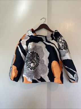 Raoul Bold Floral Crop Blazer in Black, White & Orange
